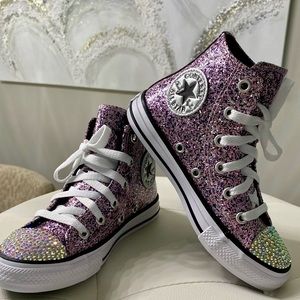 New! Girl’s Rhinestone Converse High Top Sneakers. Chucks!